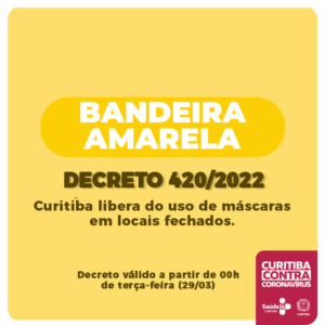 Com a melhora nos indicadores da pandemia, Curitiba libera do uso de máscaras em locais fechados